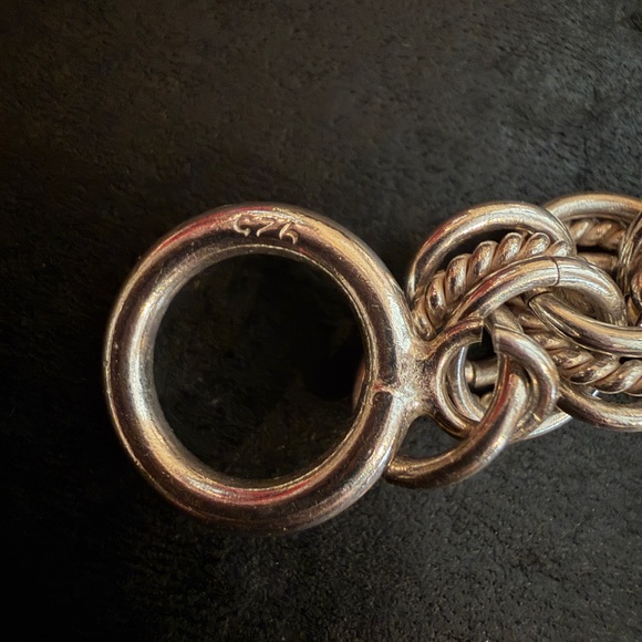 Sterling Silver 925 Triple Row Rolo Necklace Toggle Closure 16.25 Inches 70Grams - Picture 6 of 11